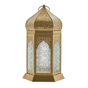 Elegante farol colgante marroquí de latón con acabado dorado y portavelas para decoración del hogar, bodas y eventos a un precio razonable. - Product Image 3