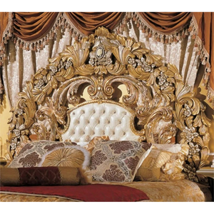 Luxury Baroque Royal Golden King Size <b>Bed</b> Hand-Carved Wood <b>Antique</b> Classical Master Bedroom Furniture Set with Nightstand - Product Image 3