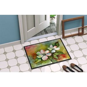 Virginia American Dogwood Watercolor Doormat Non-Slip <b>Indoor</b> Outdoor Entryway Rug 24H X 36W Low Pile Washable Front <b>Door</b> <b>Mat</b> - Product Image 4