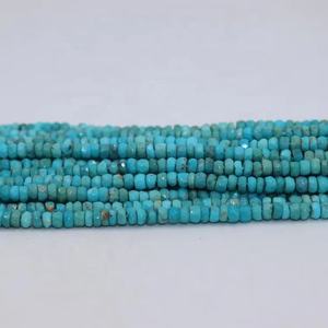 Perles rondes facettées en turquoise d'Arizona naturelle, 3,5 mm, 13 pouces, pierres précieuses en vrac pour la fabrication de bijoux, magasin de pierres précieuses indien, trou de 0,5 mm - Product Image 1