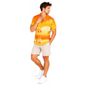 <b>Mens</b> Customizable Button-Up <b>Beach</b> <b>Shirt</b> Tropical Print Lightweight Breathable Polyester Summer Vacation Fashion Apparel - Product Image 4