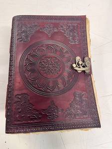 Carnet en cuir véritable gaufré de qualité supérieure, 240 pages, 120 feuilles, carnet vintage avec papier à bords festonnés faits à la main, cuir classique - Product Image 3