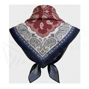 Elegant Women's <b>Square</b> Silk <b>Scarf</b> With Pearl Clasp Red Blue White Paisley Print Multi-Functional Fashion Accessory All Seasons - Product Image 2