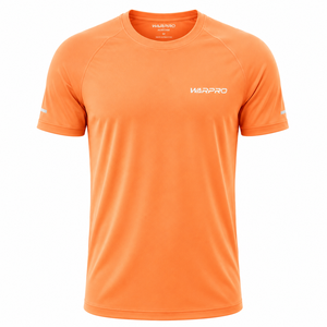 T-shirt sportif uni orange WARPRO INDUSTRY pour homme, coupe classique, manches courtes, tricoté, 100 % polyester, respirant, col rond - Product Image 1