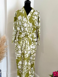 Robe Kimono en Coton Imprimé à la Main, Peignoir Kimono Indien en Coton, Robe Longue d'Été pour Femme, Robe de Nuit - Product Image 3