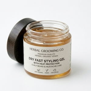 Gel de Peinado Vegano Orgánico Herbal de Primera Calidad, Secado Rápido, Protección Contra el Calor, Cuidado para Barba y Bigote Rizado - Marca Privada - Product Image 1