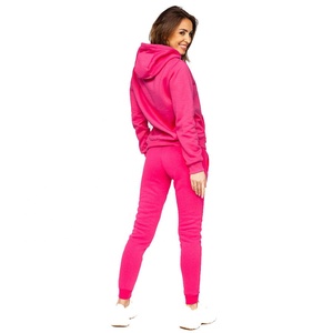 Chándal de mujer de calidad superior del proveedor directo de fábrica 100% algodón totalmente liso pulóver sudaderas con capucha bordadas de invierno - Product Image 3