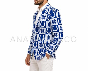 Blazer bleu imprimé de haute qualité pour homme |   Veste vintage tendance |   Veste de sport inspirée du football |   Vêtements uniques pour les fêtes et les jours de match - Product Image 3