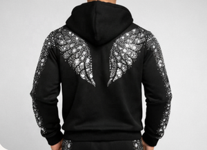 Conjunto de 2 Piezas de Sudadera con Capucha y Pantalones Deportivos Vintage Ecológicos de Otoño con Logotipo Personalizado al por Mayor, Ropa Deportiva con Pedrería para Hombre - Product Image 3