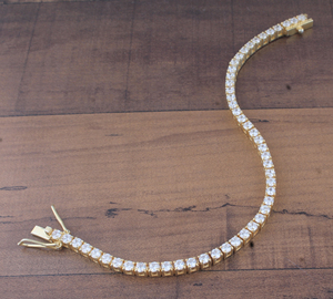 <b>Gold</b> Plated Sterling Silver Luxury <b>Beaded</b> Tennis Women's <b>Bracelet</b> 6 Inches SHREE JAIPUR SILVER for Party & Gift Occasions - Product Image 6