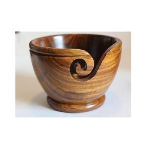 Bol à fil en bois d'acacia de qualité supérieure avec spirale sculptée et trous de fixation, accessoires de tricot, support antidérapant pour fil, pour artisans professionnels - Product Image 2