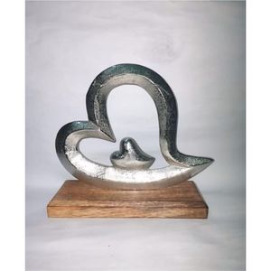 Wholesale Decorative Metal and Wood Sculpture Abstract Heart Shape Table Decor Art Figurine Luxury Interior Design Ornament - Product Image 1