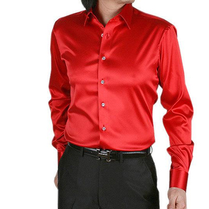 <b>Men's</b> <b>Black</b> Satin Polyester/Cotton Smooth <b>Slim</b> <b>Fit</b> Stand Collar Anti-Wrinkle Spring High Quality Dress <b>Shirts</b> Quick Dry - Product Image 6