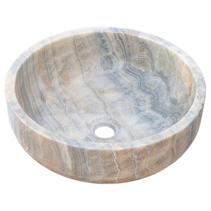 Vasque cylindrique en onyx bleu, lavabo en pierre naturelle, finition brossée, résistant au feu, moderne, pour cuisine, salle à manger, salon - Product Image 2