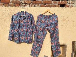 ชุดนอนผ้าฝ้ายลายบล็อกพิมพ์สไตล์ปานามา ชุดลำลองโบโฮพร้อมกระเป๋า - Product Image 3