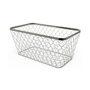Rectangle Metal <b>Wire</b> Storage <b>Basket</b> Modern Style Multi Purpose Neatening Organizer <b>Stackable</b> Design - Product Image 1