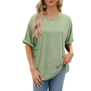 T-shirts amples en coton pour femmes, col rond, épaules tombantes, imprimés, décontractés, pour l'été – Vente en gros - Product Image 4