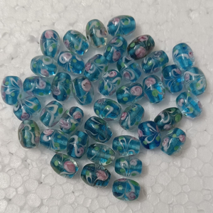 Perles en verre soufflé à la main de qualité supérieure, motif floral bleu, pour la fabrication de bijoux DIY, bracelets, colliers, vente en gros - Product Image 1