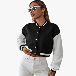 Women's Cropped <b>Quilted</b> Winter Varsity Jacket Premium Letterman Bomber Custom Embroidery Streetwear OEM Wholesale Fashion <b>Wool</b> - Product Image 1