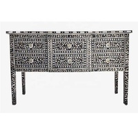 Nouveauté Buffet gris à incrustation de nacre florale Commode à 6 tiroirs Commode en nacre Buffet Vadrouille Table