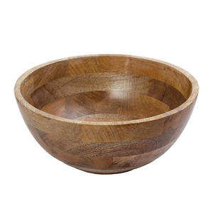Bol de service artisanal en bois d'acacia naturel, durable et écologique, pour fruits et salades, décoration rustique pour cuisine et table à manger - Product Image 1