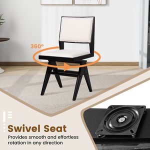 Set di 2 Sedie da Pranzo in Rattan Stile Retrò Costiero, Struttura in Legno di Gomma con Seduta Imbottita per Caffè e Hotel - Product Image 6