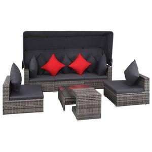 Conjunto de Sofá de Ratán Gris Oscuro y Gris para Jardín, Muebles de Exterior Elegantes - Product Image 1