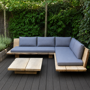 Sofá de Esquina para Jardín en Forma de L de Madera de Teca Sólida de Primera Calidad - Product Image 1