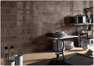 Azulejos de pared de cerámica de Metro de Color marrón tamaño 100x300mm autoadhesivo esmaltado 100x300mm 75x300mm colección de azulejos únicos de Metro - Product Image 6