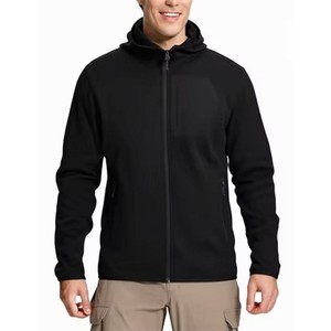 Custom Logo Men Windproof Polyester Softshell Tech Fleece Men's Black <b>Hoodies</b> <b>Plain</b> Sportswear Zip Up Outdoor Jacket OEM ODM - Product Image 1