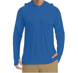 Sweat-shirt à capuche bleu pour homme grande taille Custom Gym, manches longues, 100 % polyester French Terry, respirant, décontracté, pour l'été - Product Image 1