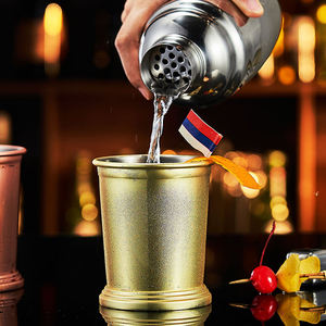 Vaso Mint Julep de Cobre Antiguo, Vaso para Cócteles de Acero Inoxidable Cepillado, Vaso de Metal Vintage para Bourbon con Base, Utensilios de Bar - Product Image 4