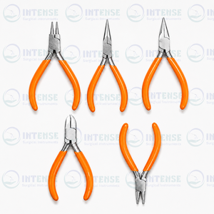 OEM 5 Piece Precision Jewelry <b>Pliers</b> <b>Set</b> Stainless Steel Mini Beading Tool Kit with PVC Handles - Product Image 2