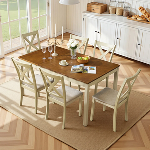 Ensemble de salle à manger Pindel Handicraft, 9 pièces, table rectangulaire en bois, chaises rembourrées à dossier croisé, mobilier moderne pour la maison - Product Image 2