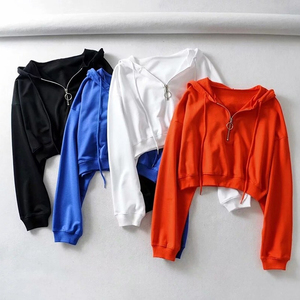 Vêtements décontractés d'été pour femmes, sweats à capuche à fermeture éclair quart de tour, vente en gros, style punk à épaules tombantes pour femmes - Product Image 5