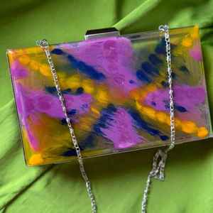 Handcrafted Classic Resin Clutch Love Design Stylish Vintage Customized Eco-Friendly Handbag <b>for</b> <b>Her</b> <b>Unique</b> Fashion <b>Gift</b> Best - Product Image 2