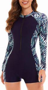Maillot de bain de course pour femme à quart de zip, manches longues, avec logo frontal, en polyester recyclé, antibactérien, séchage rapide, pour paddle board - Product Image 6