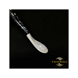 Ensemble de 5 cuillères en nacre naturelle, faites à la main, écologiques, à long manche en bois de Khaya, pour fête, café, thé, dessert, caviar - Product Image 5