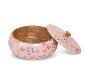 Blossom Nautical and Love Style Handcrafted Polished <b>Wood</b> Roti <b>Box</b> <b>with</b> <b>Lid</b> Artisan Craft Natural Crafts for Souvenir Use - Product Image 3