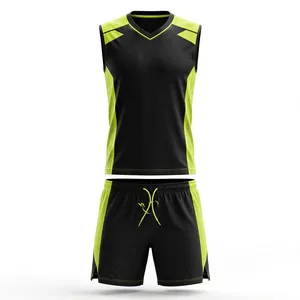 Conjunto Deportivo Unisex Negro y Verde Lima, Camiseta sin Mangas y Pantalones Cortos de Poliéster con Estampado por Sublimación, Ropa Deportiva Transpirable, Uniforme para Adultos - Product Image 1