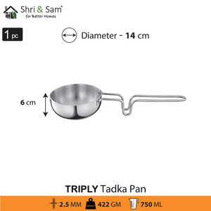 Poêle à tadka en acier inoxydable Triply - Product Image 5