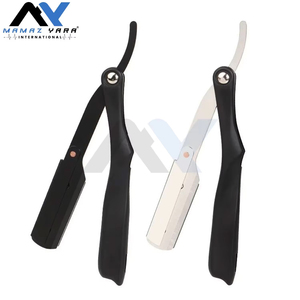 Navaja de Afeitar Manual Plegable Premium para Hombre, Afeitadora de Borde Recto de Acero Inoxidable y ABS Duradera para el Cuidado de la Barba, Profesional - Product Image 2