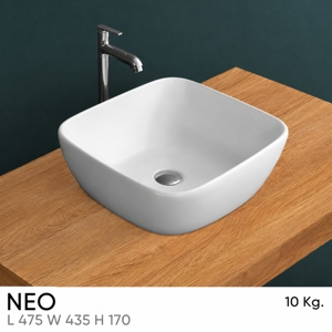 NEO Modern Glossy NSF Certified Single Hole Lever Faucet Countertop Basin with <b>Drainer</b> - Product Image 2