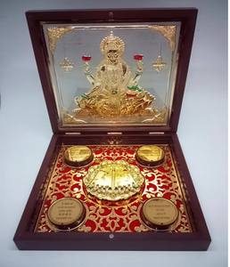 Caja de Regalo Ecológica de Acero Inoxidable con Ídolo de Lakshmi, Decoración Artística para el Hogar, Monedas, Charan Paduka, Festivales, Cumpleaños - Product Image 1