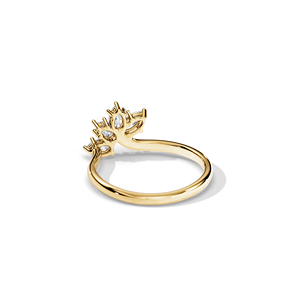 Anillo de compromiso de oro macizo de 18 quilates con diamantes cultivados en laboratorio, diseño de hoja con marquesa y pera, para mujer, delicado anillo floral de boda - Product Image 5