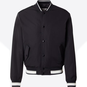 Blouson Bomber Léger Homme Personnalisé en Gros, Imperméable, en Nylon Noir, Coupe-Vent, avec Boutons Pression et Poches à Rabat, Style Techwear - Product Image 1