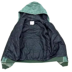 Blouson de travail d'hiver épais personnalisé, délavé, avec capuche, doublé, style vintage, effet délavé à l'acide, fermeture éclair, pour homme, 100% coton, polaire thermique, sweat à capuche tendance - Product Image 3