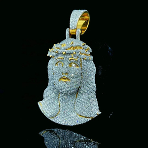Colgante Personalizado con Diamante Cultivado en Laboratorio VVS, Diseño Jesus Piece, Plata de Ley 925, Chapado en Oro, Estilo Rapper, Joyería Fina, Certificado IGI - Product Image 6