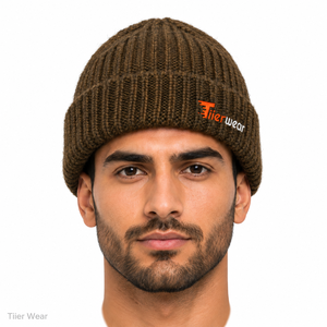 Gorro de esquí de calavera unisex personalizado al por mayor, gorro de punto con logotipo de parche tejido con puños para hombres y mujeres - Product Image 1