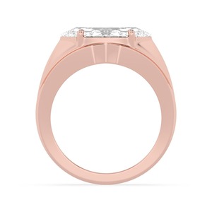 Anillo de compromiso de oro rosa refinado de 10K con diamante cultivado en laboratorio de 2.50 quilates con engaste nupcial central de diamante en forma de marquesa - Product Image 2